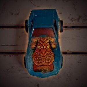 Vintage Mattel 1975 Hot Wheels Blue Red Tiki Corvette Stingray Die Cast Car